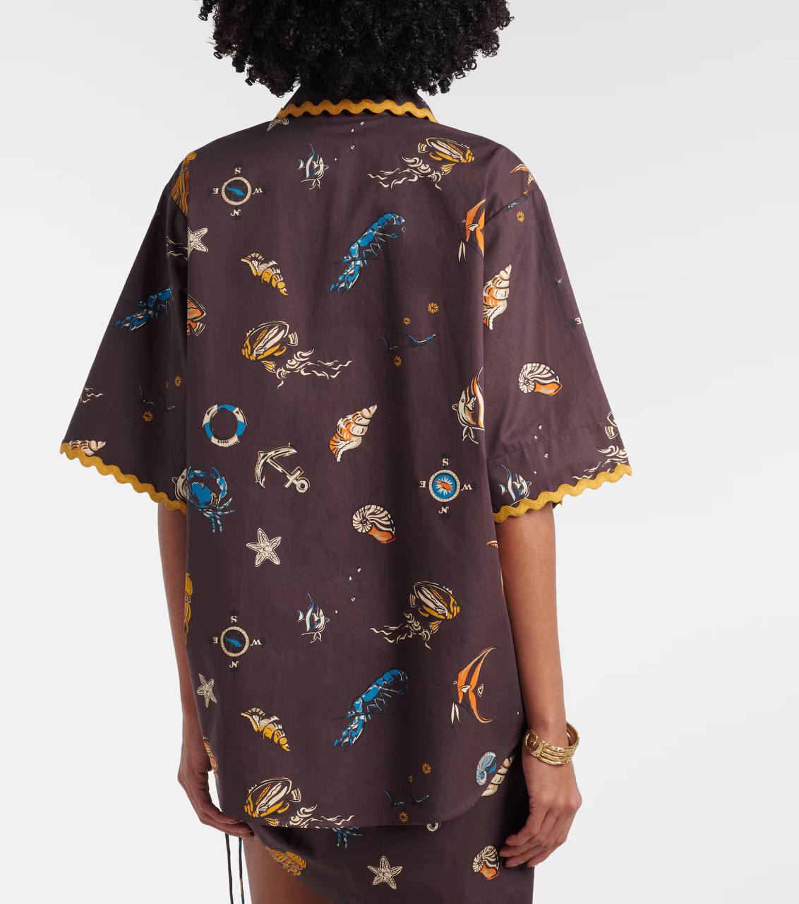 ALM Printed Ruched Cotton Shirt | Mini Skirt