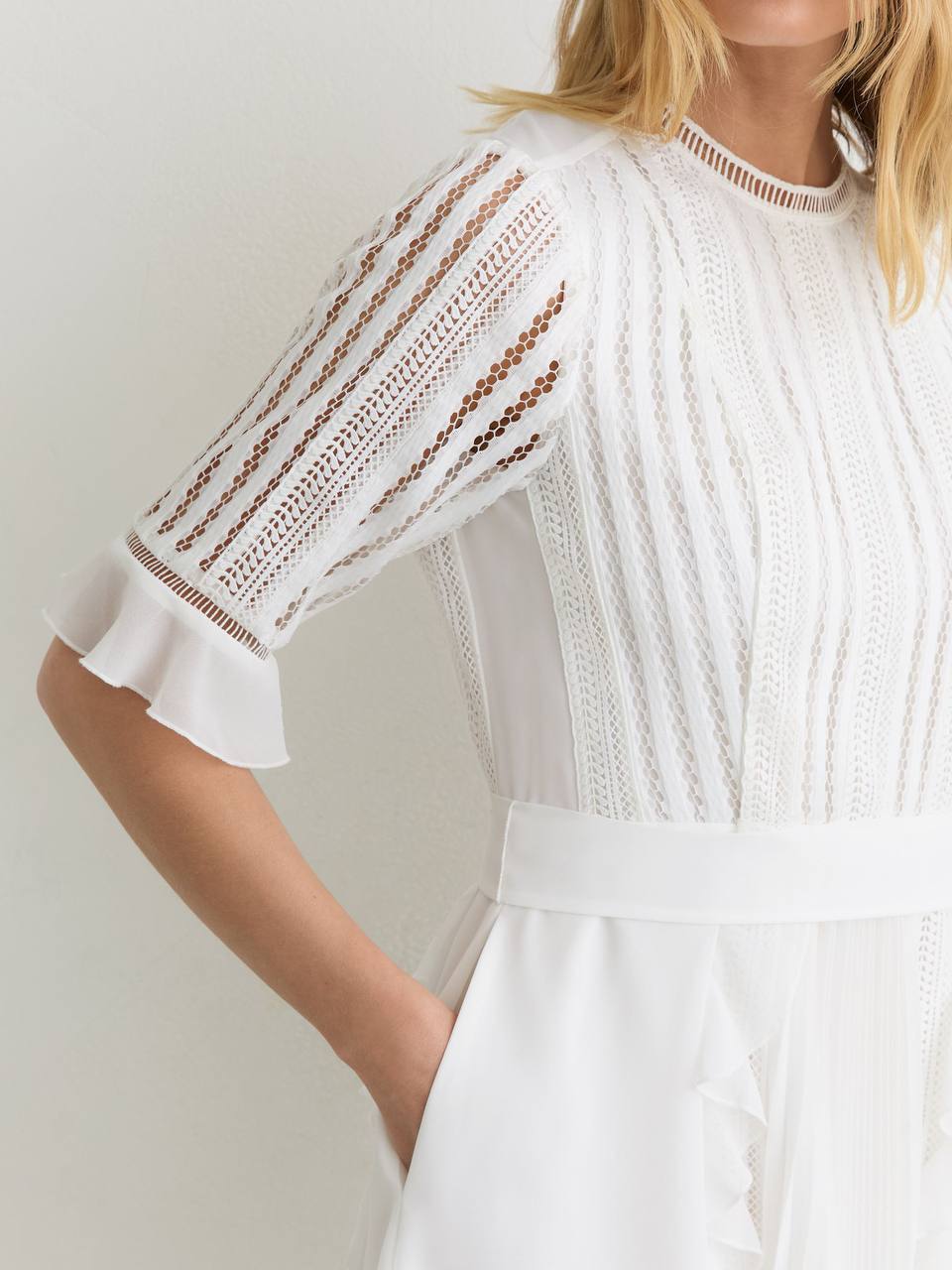 RS Armina Lace-Detail Belted Mini Dress