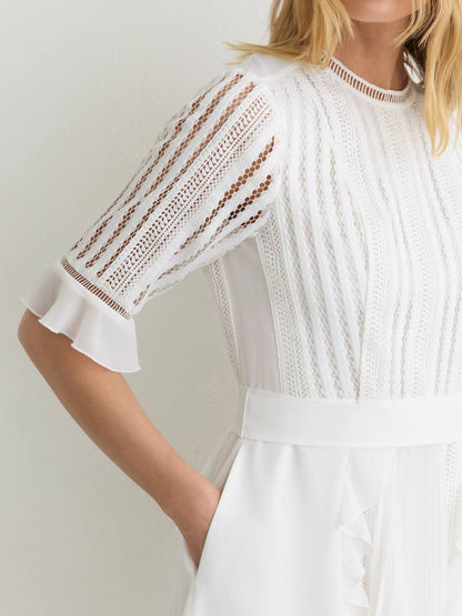 RS Armina Lace-Detail Belted Mini Dress