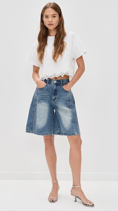 SE Spencer Mended Denim Bermuda Shorts