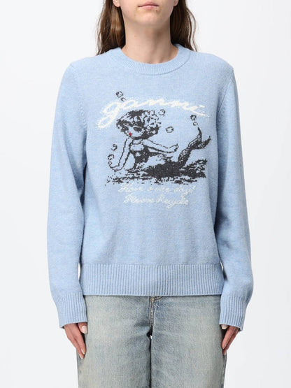 GN Blue Mermaid Graphic Wool-blend Sweater Pullover