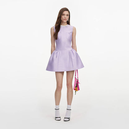SP Lilac Purple Taffeta Contrast Bow Flared Mini Dress