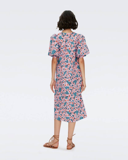 DVF Laena Cotton-blend Belted Midi Dress