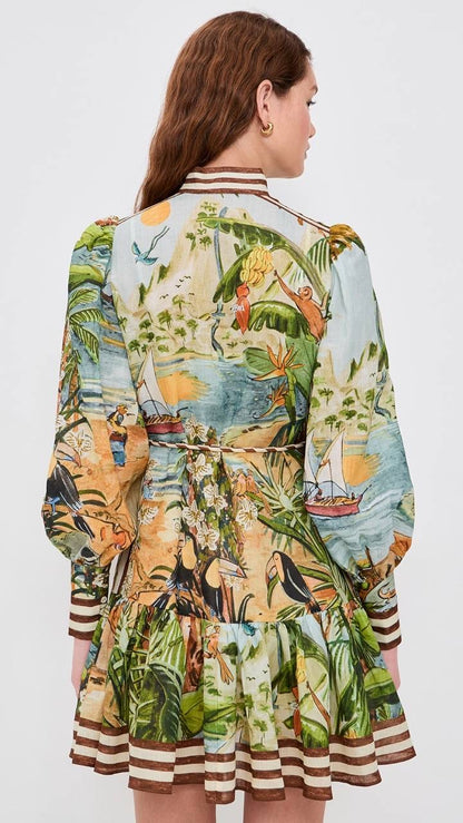 ALM Toucan Tango Yoke Ramie Mini Dress