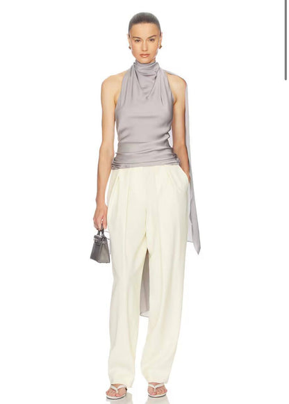 HS Natasha Silk Halter in Stormy Grey