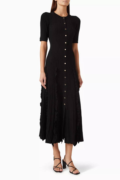 SD Knitted Ruffled Maxi Dress