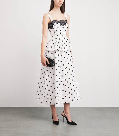 SP Linen-Cotton Polka Dot Midi Dress