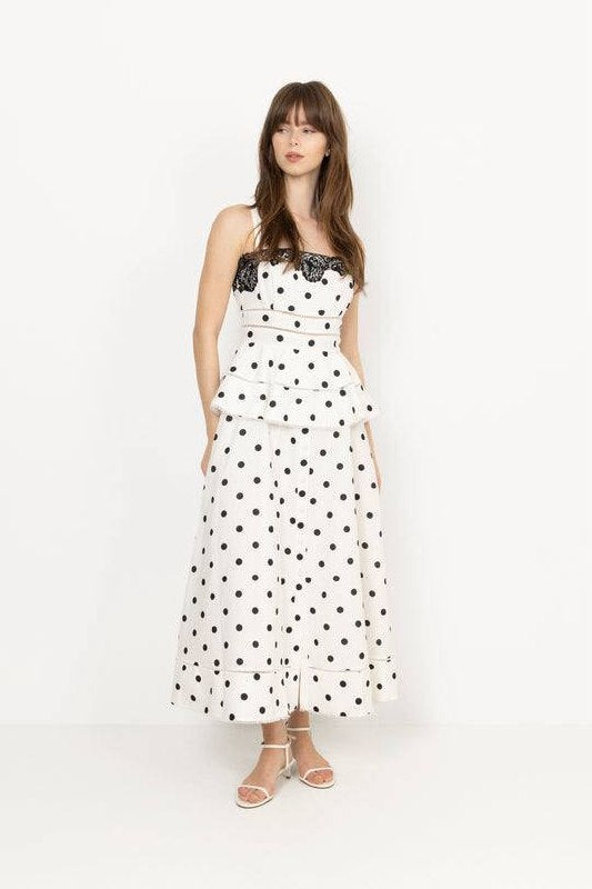SP Linen-Cotton Polka Dot Midi Dress