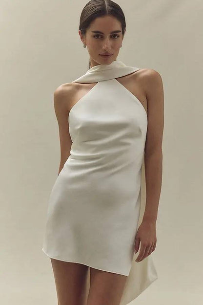 SO Lucile Halter Viscose-Blend Backless Mini Dress