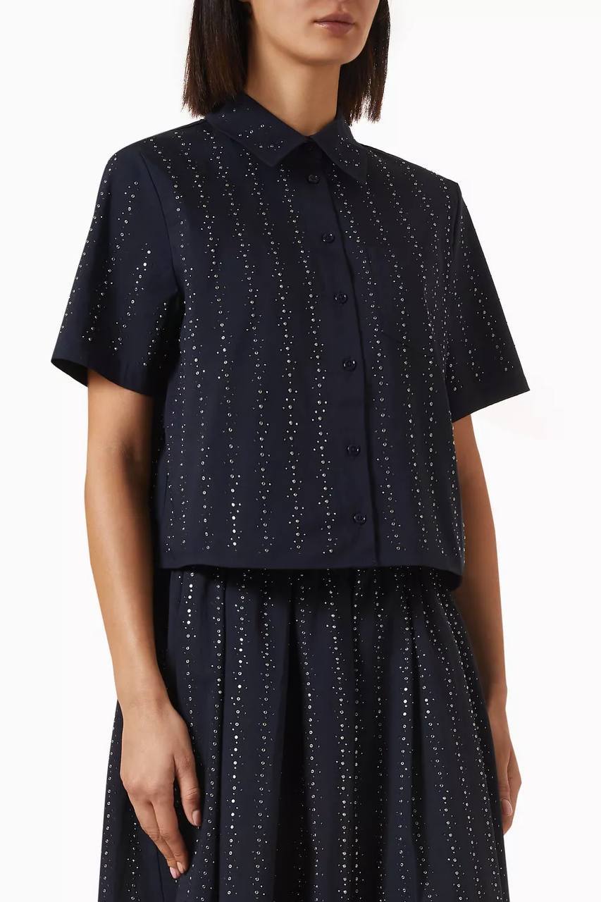 MJ: Cropped Rhinestone Embellished Shirt | Skirt