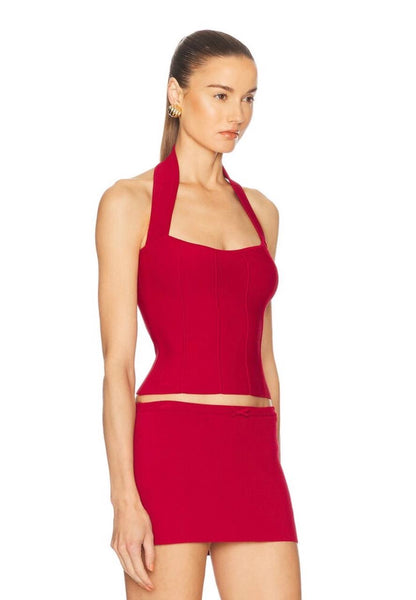 MP The Knit Halter Top | Mini Skort (Skirt w shorts) | Viscose-blend Set