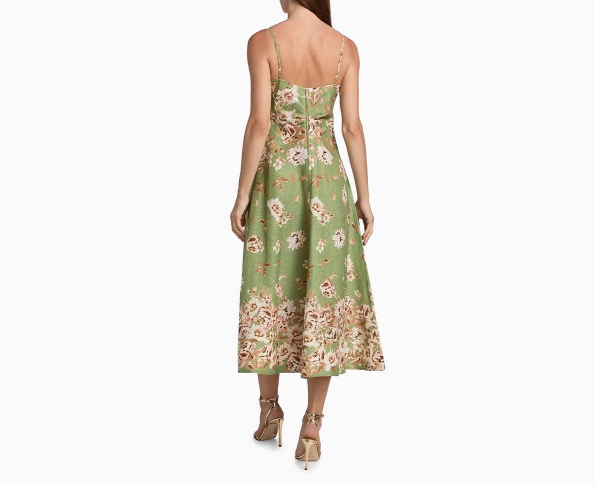CC Mae Floral Linen Midi Dress