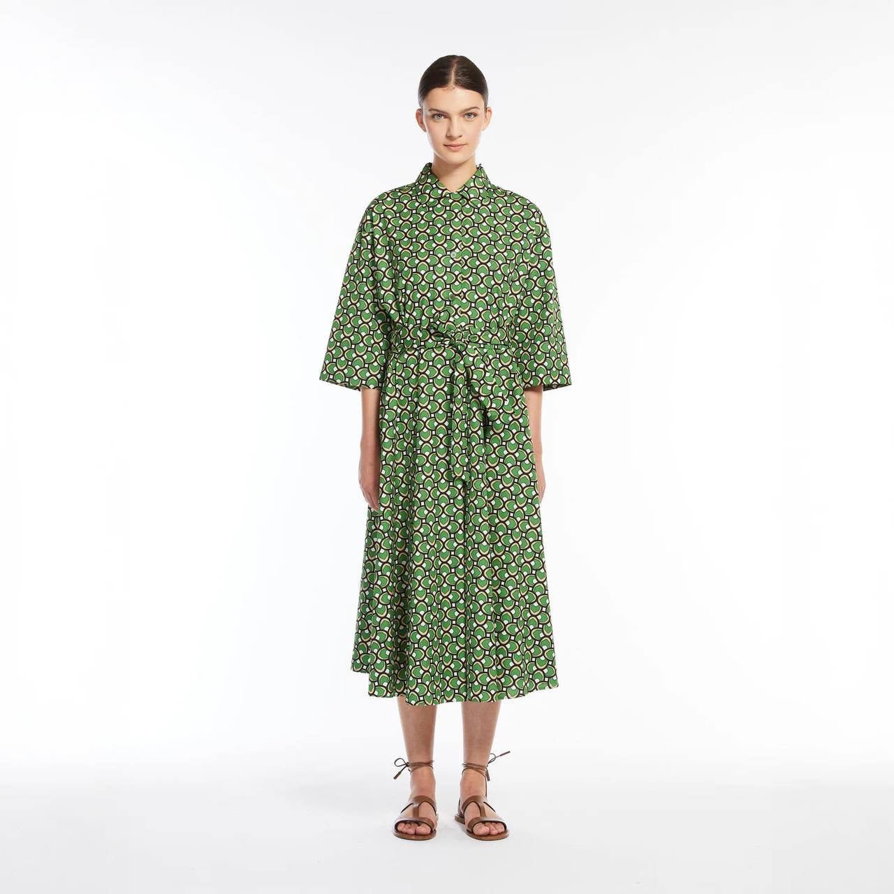 MM Varena Green Print Midi Dress