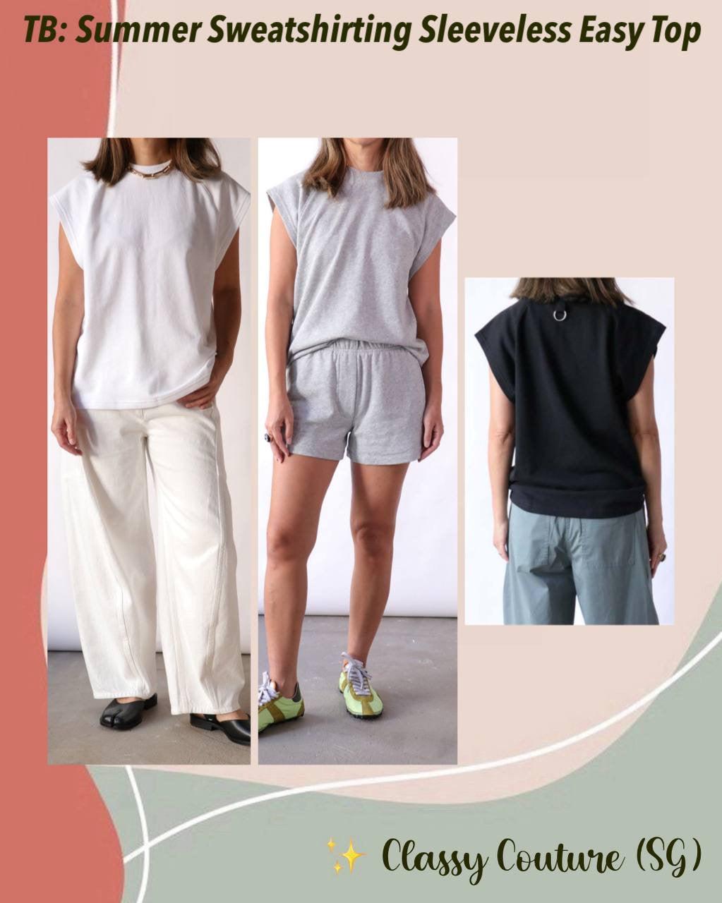 TB Summer Sweatshirting Sleevless Easy Top