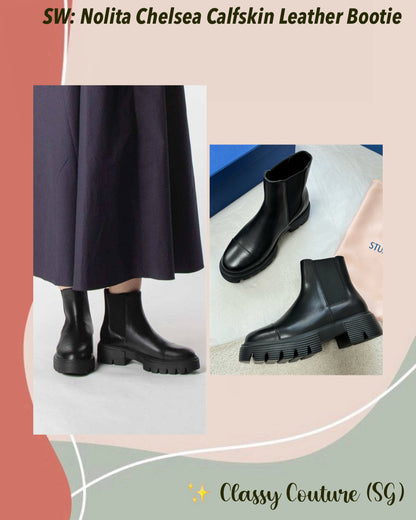 SW Nolita Chelsea Black Calfskin Leather Bootie 45mm Block Heel Boot