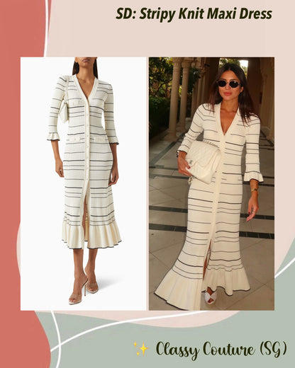 SD Stripy Knit Maxi Dress in Striped Viscose-Blend