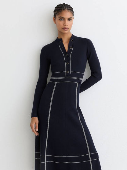 Petite/regular! RS Charlie Knit Midi Dress With Contrast Stitching