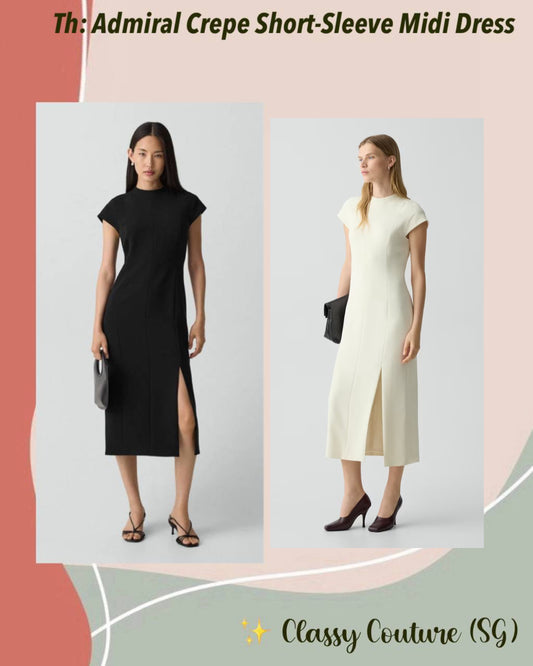 TH Admiral Crepe Short Sleeve Midi Dress