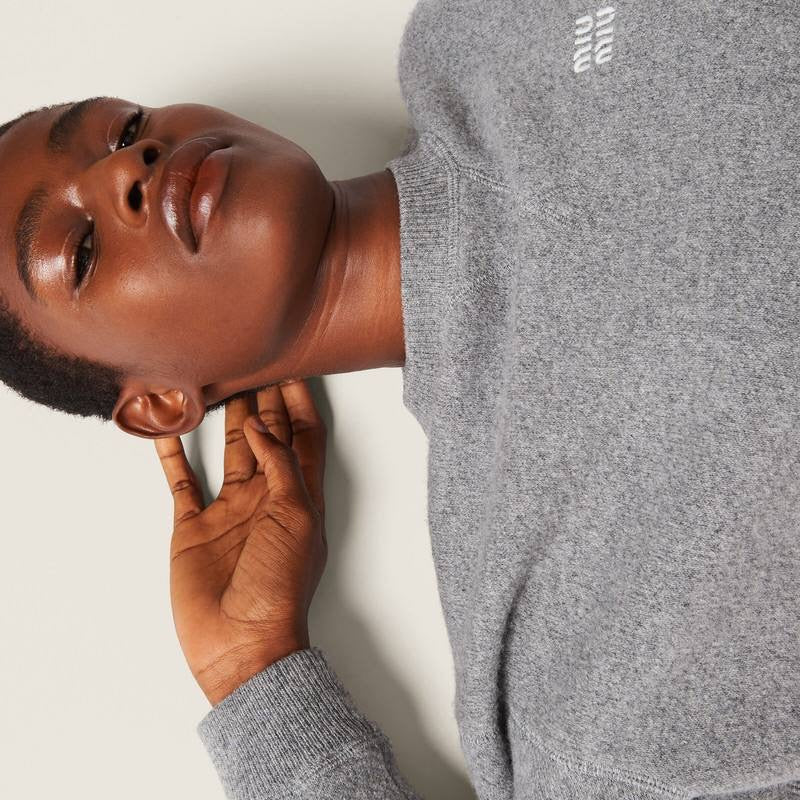 MM Grey Cropped Wool And Cashmere Jumper Sweater