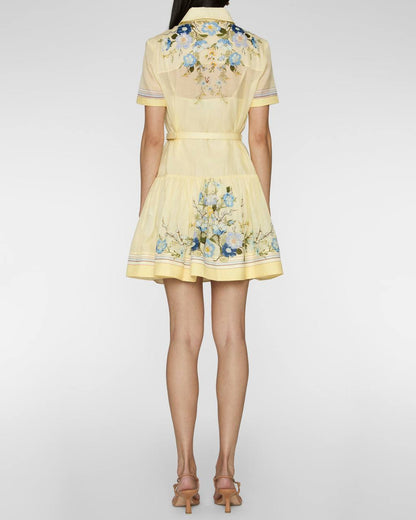 SP Yellow Floral Organza Mini Dress