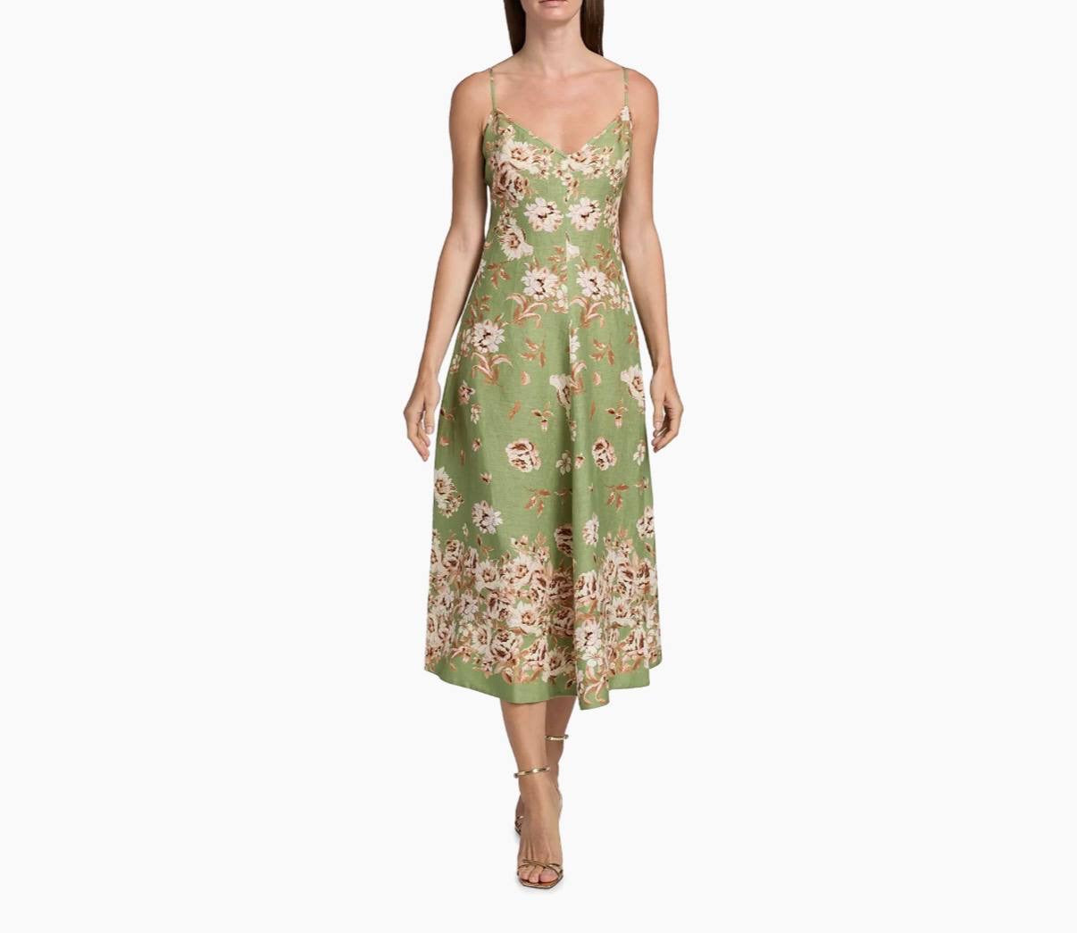 CC Mae Floral Linen Midi Dress