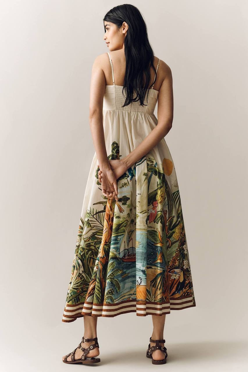 ALM Toucan Tango Cotton Midi Dress Sundress