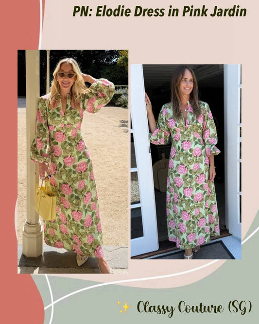 PN Elodie Linen Midi Dress in Pink Jardin
