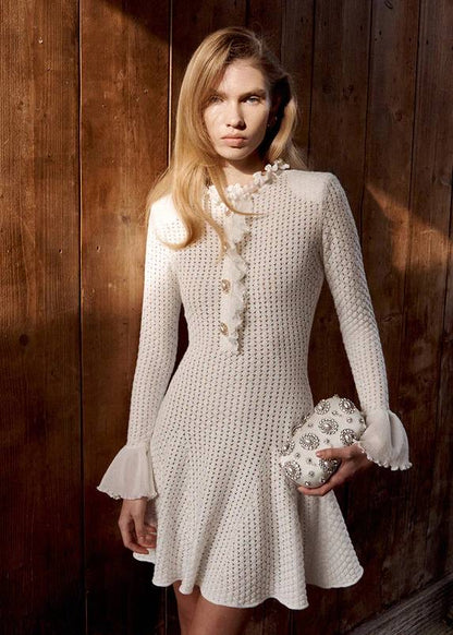SP White Pointelle Knit Mini Dress