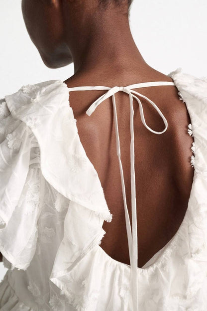 DS Light Volumes Ruffle Cotton Backless Top