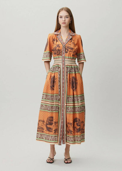 ALM Alberta Smocked Maxi Shirtdress