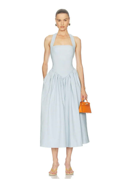 HS Faille Halter Cotton-blend Midi Dress
