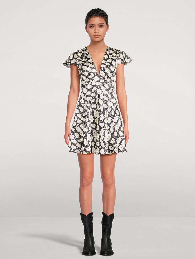 3 Colors! DN Dianne Silk-satin V-Neck Mini Dress