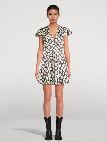 3 Colors! DN Dianne Silk-satin V-Neck Mini Dress