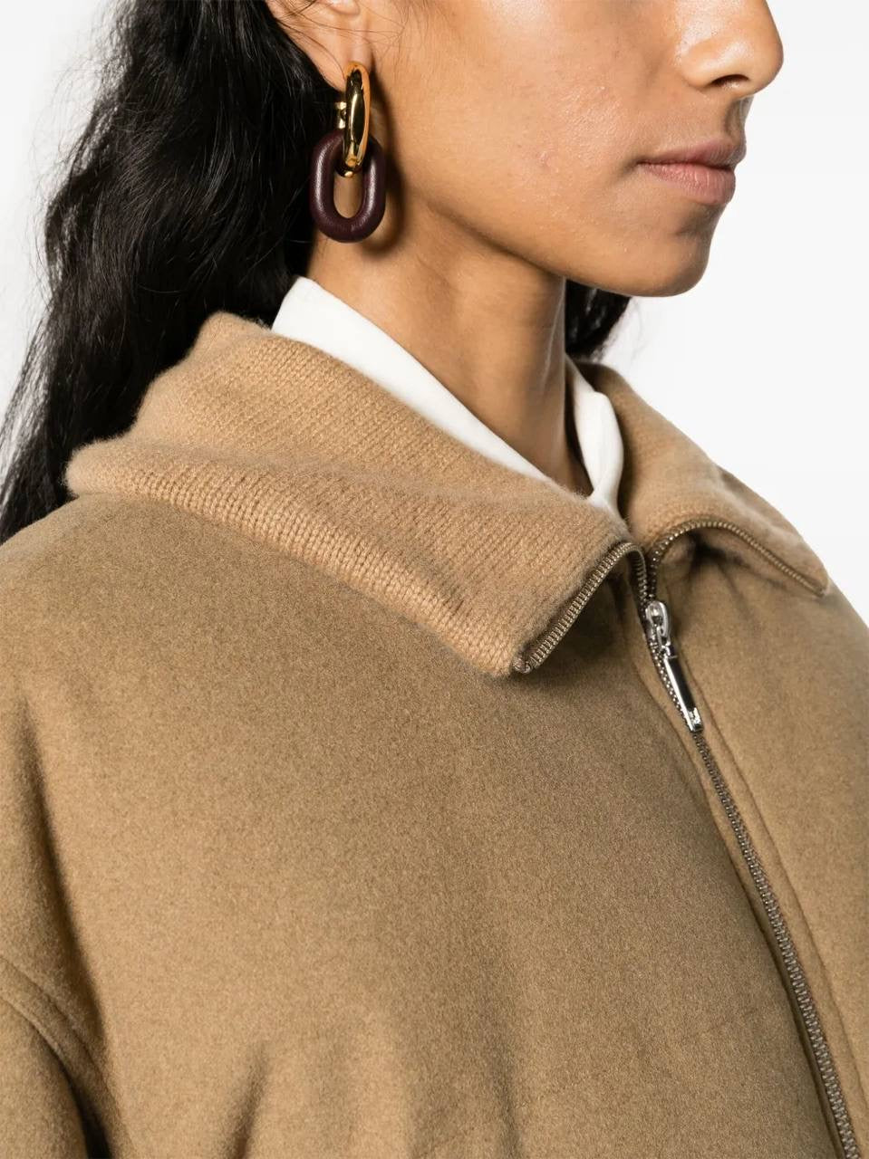 TOT Funnel Neck Down-filled Flannel-Wool Parka Puffer Jacket