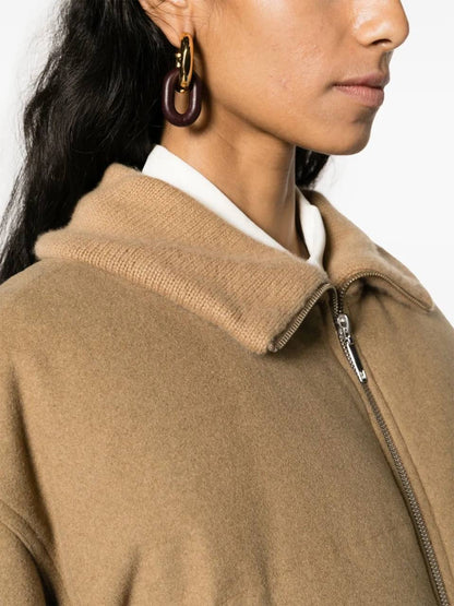 TOT Funnel Neck Down-filled Flannel-Wool Parka Puffer Jacket