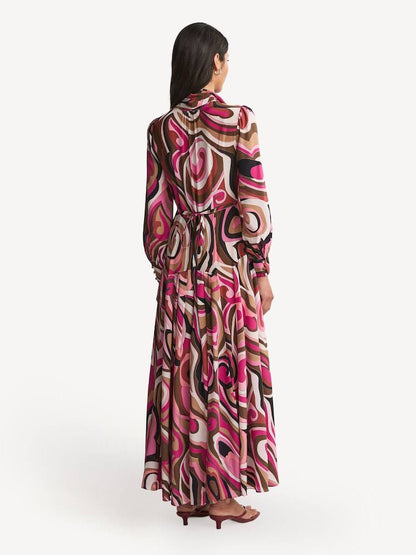 RX Marigold Silk Pussybow Maxi Dress