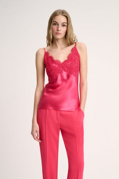 LS Luogo Silk Cami Top w Lace Appliqué