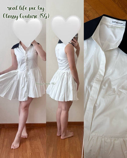 SP White Cotton Contrast Collar Jisoo Mini Dress