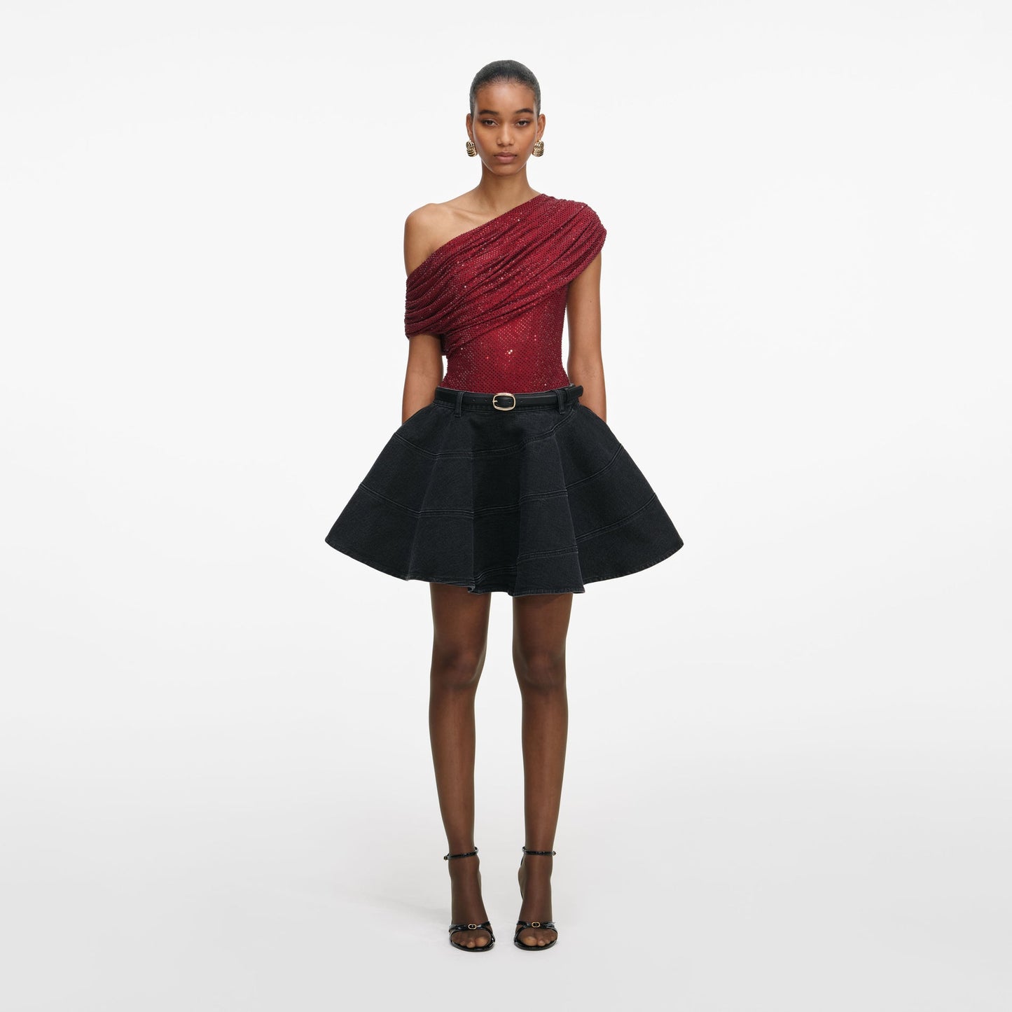 SP Burgundy Rhinestone Drape Top