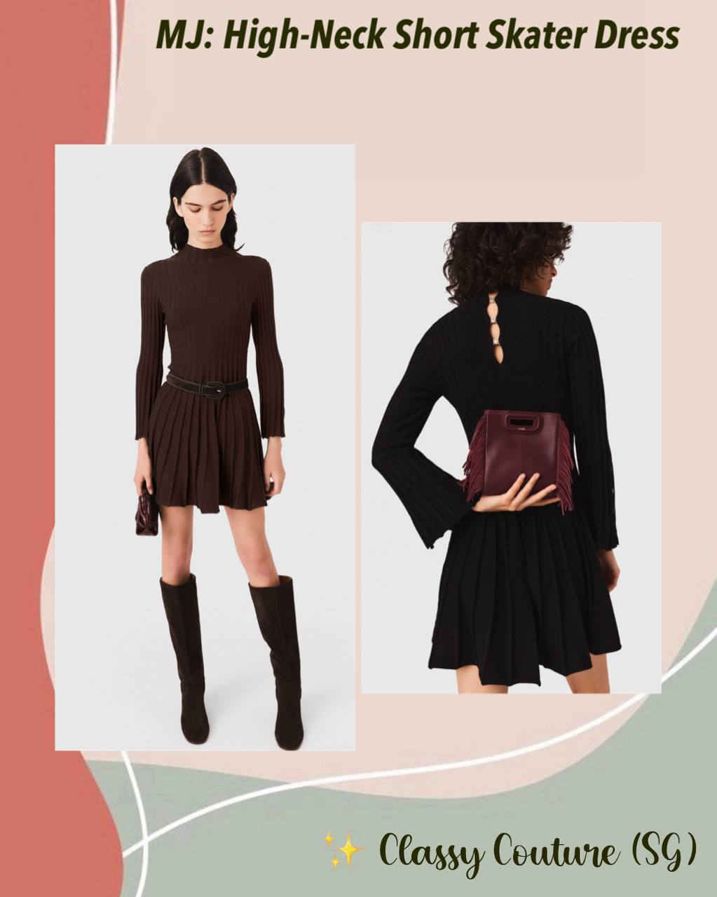 MJ High-Neck Short Skater Dress