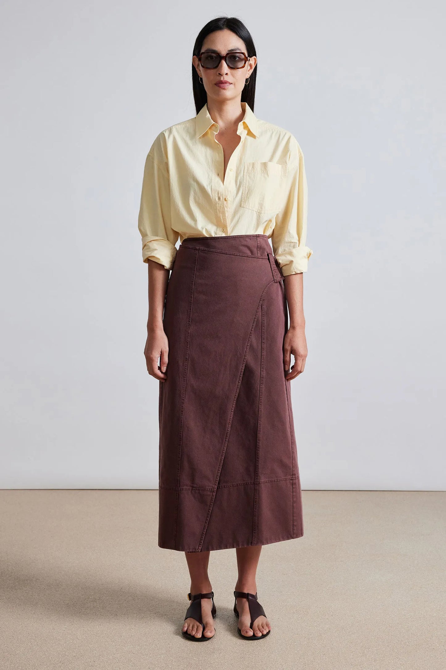 AA Lahiri Wrap Cotton Midi Skirt | Andorra | Thyme