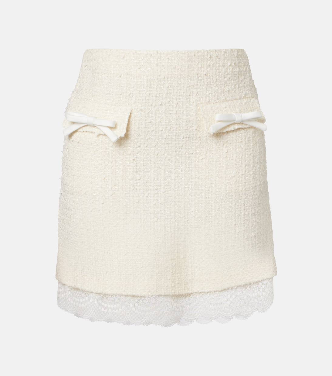 Cream Boucle Lace Collar Jacket | Mini Skirt