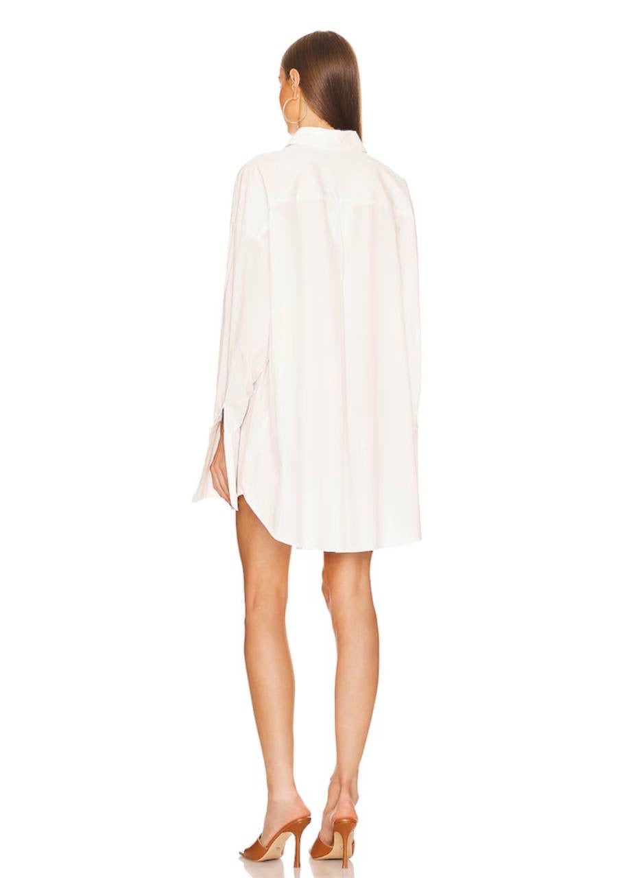 HS White Cotton Poplin Oversized Shirt / Shirtdress Mini Dress