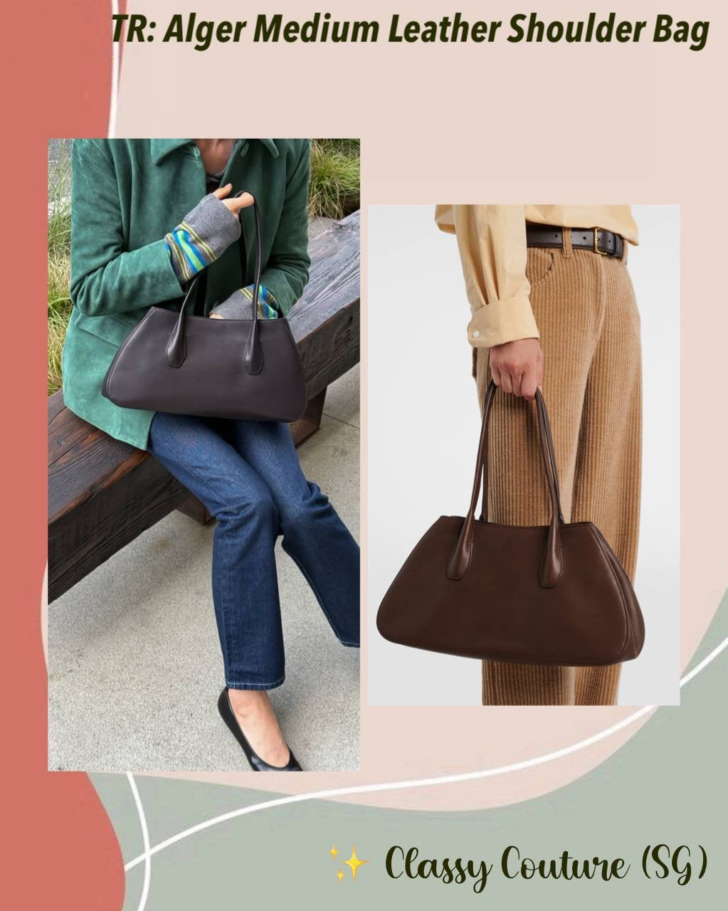 TR Alger Medium Calfskin Saddle Leather Shoulder Bag