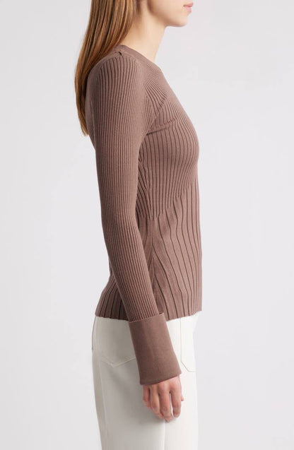 RS Vaux Rib Long Sleeve Viscose-blend Sweater Top