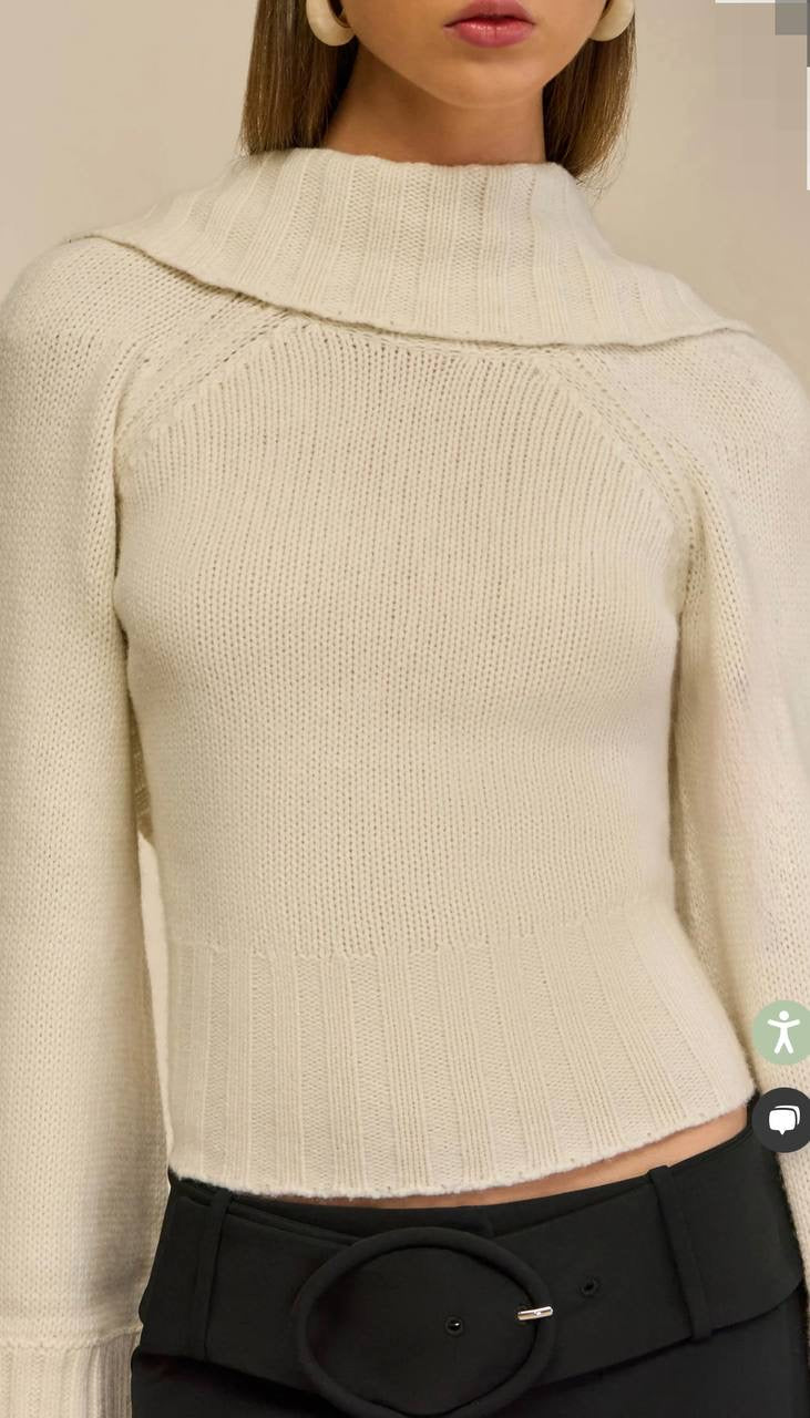 CG Milika Merino Wool-Cotton Cowl Back Sweater