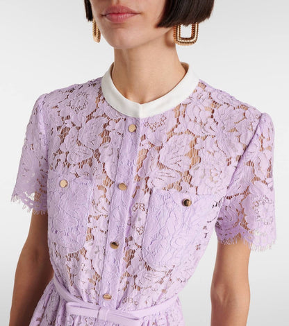 SP Lilac Lace Button Front Midi Dress