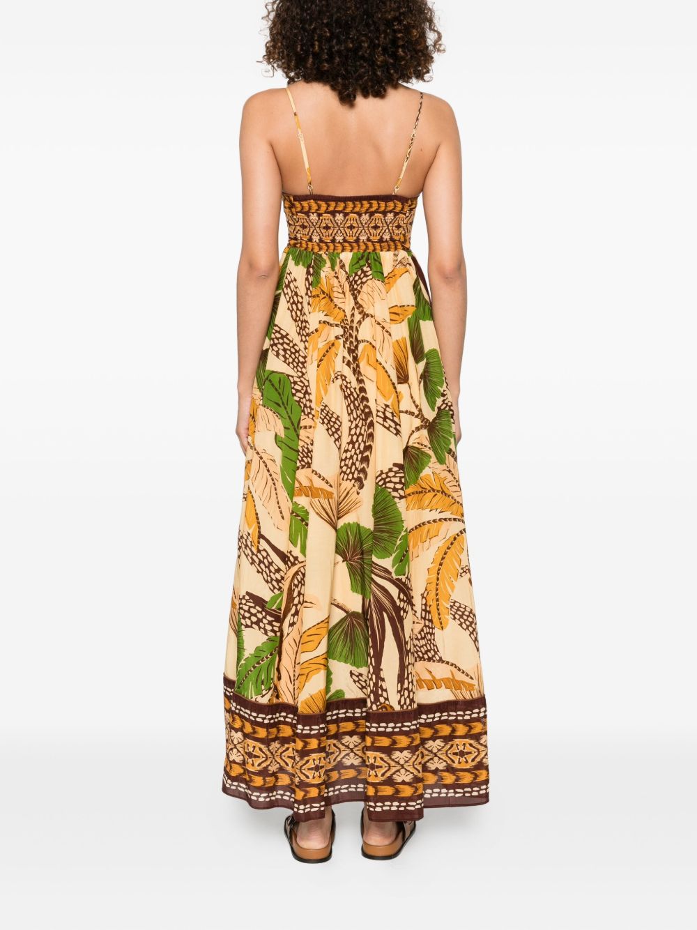 FR Folliage Sketch Cotton-viscose Midi Maxi Dress Sundress