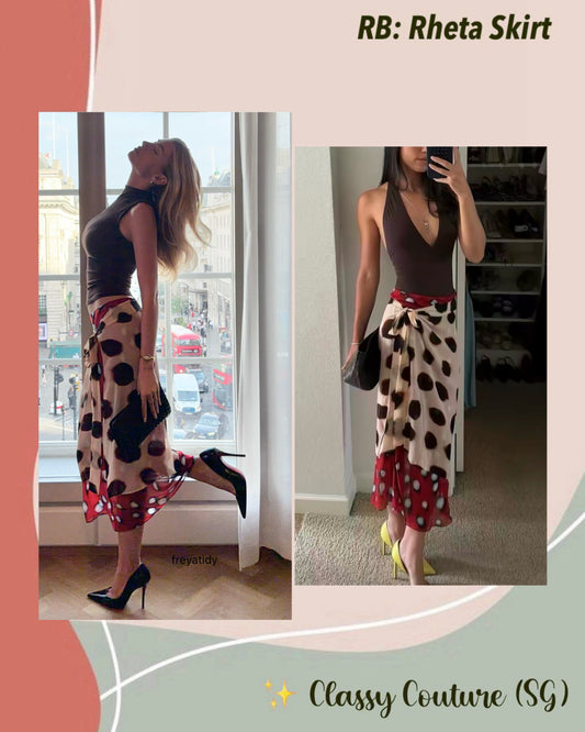 RB Rheta Dot Print Viscose Wrap Midi Skirt