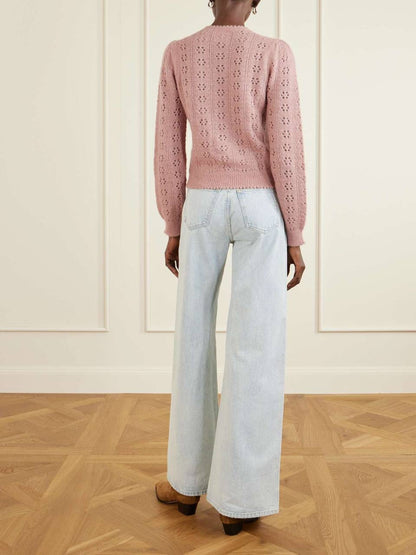 DN Emery Alpaca-Wool-blend Pointelle Knit Cardigan